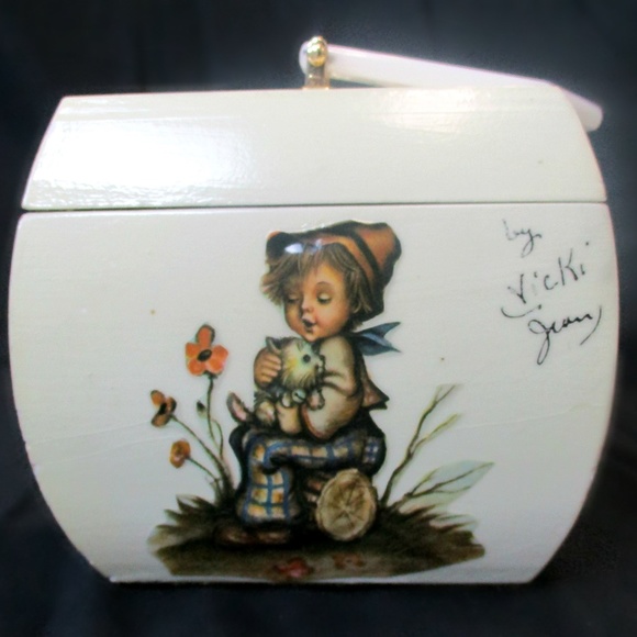 Vintage Wooden Decoupage 3D Vicki Jean Purse - Picture 2 of 8